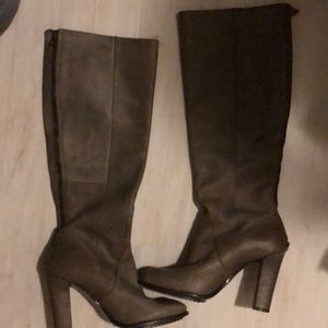 High Leather Grey/Brown High heel Boot